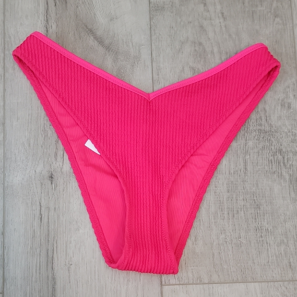 Aerie Pink High-Cut Ribbed Bikini Bottom
